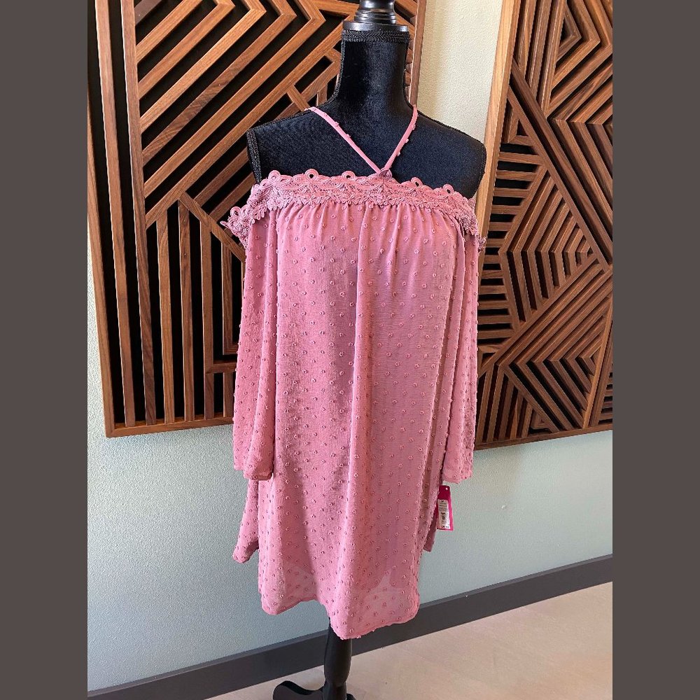 Xhilaration Swiss Dot Embroidered Off the Shoulder Dress - Mauve